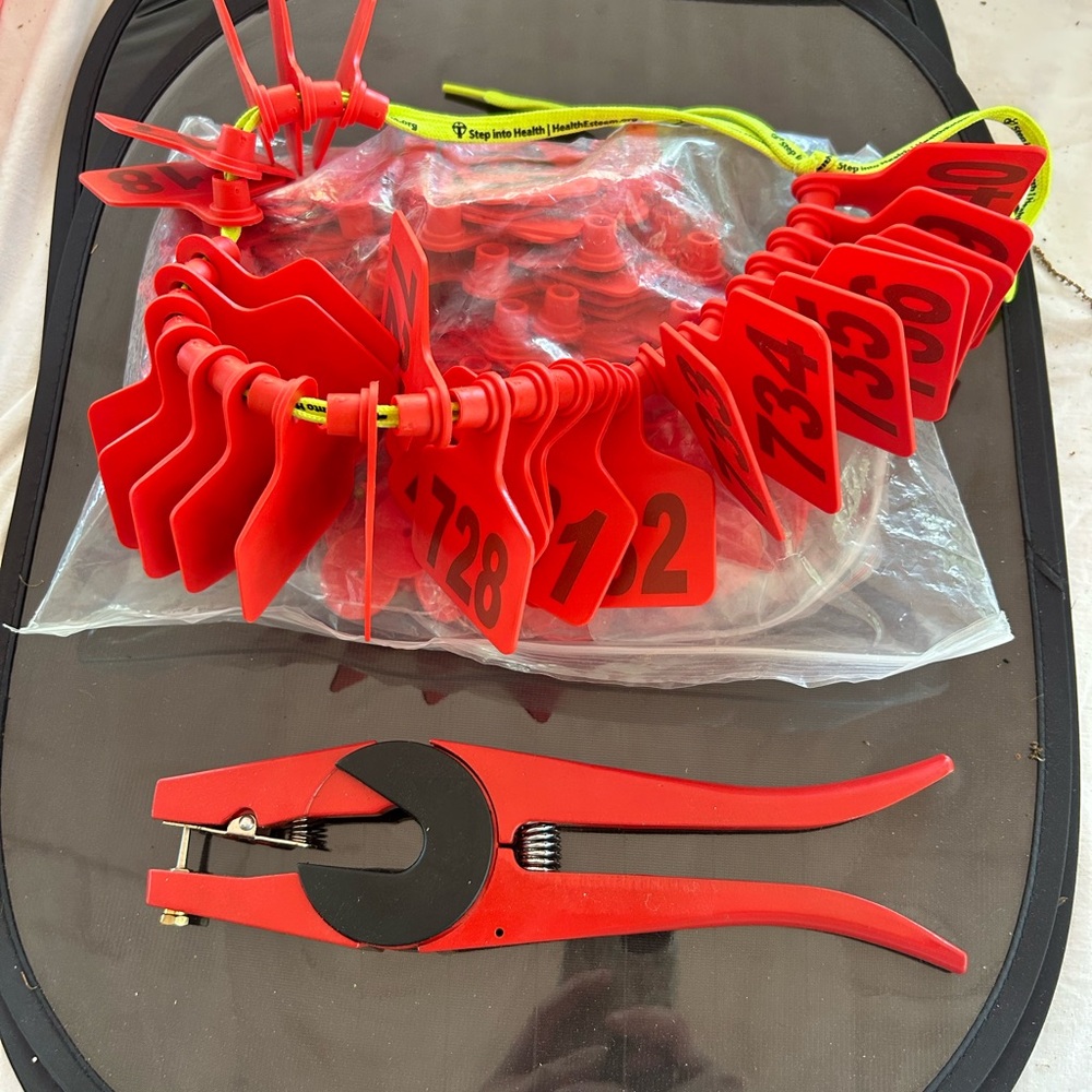 Red Livestock Ear Tagging Kit